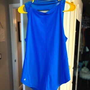 Blue Lululemon running tank with reflective markers, nylon & mesh, Size 10
